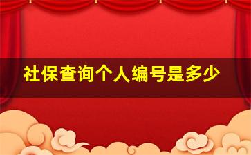 社保查询个人编号是多少