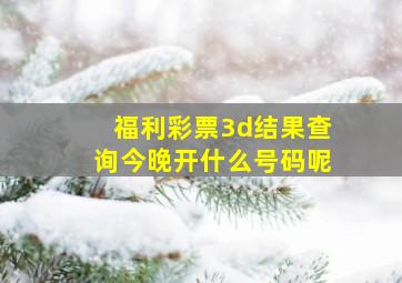 福利彩票3d结果查询今晚开什么号码呢