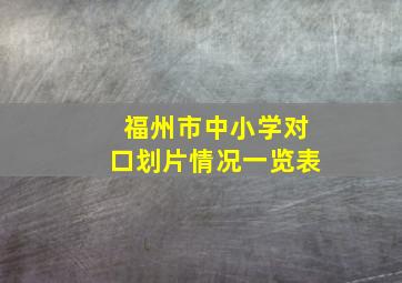 福州市中小学对口划片情况一览表