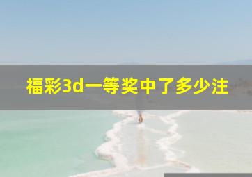 福彩3d一等奖中了多少注