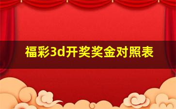 福彩3d开奖奖金对照表