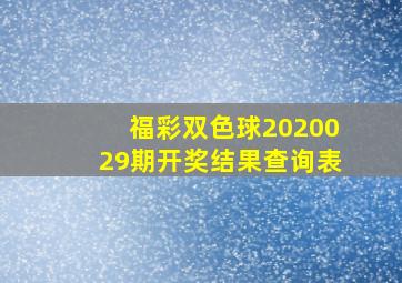 福彩双色球2020029期开奖结果查询表