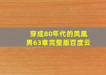 穿成80年代的凤凰男63章完整版百度云