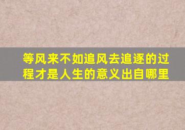 等风来不如追风去追逐的过程才是人生的意义出自哪里