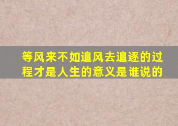 等风来不如追风去追逐的过程才是人生的意义是谁说的