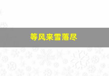 等风来雪落尽