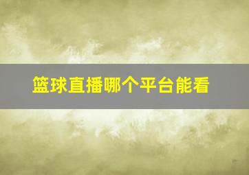 篮球直播哪个平台能看