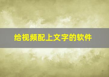 给视频配上文字的软件