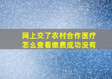 网上交了农村合作医疗怎么查看缴费成功没有