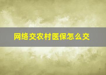 网络交农村医保怎么交