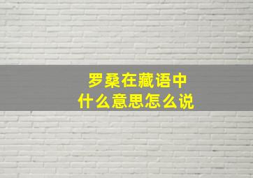 罗桑在藏语中什么意思怎么说