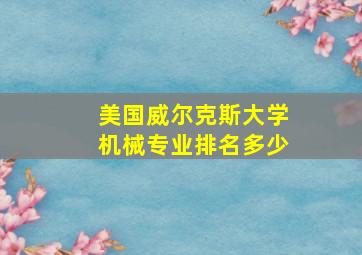 美国威尔克斯大学机械专业排名多少