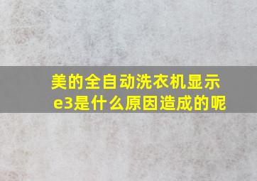 美的全自动洗衣机显示e3是什么原因造成的呢