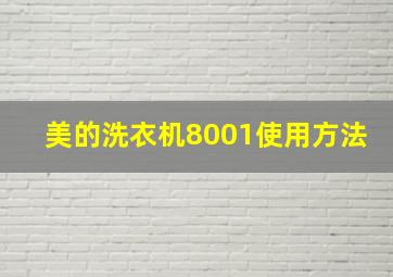 美的洗衣机8001使用方法