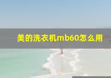 美的洗衣机mb60怎么用