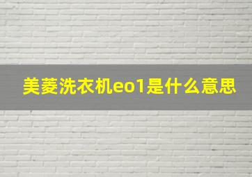 美菱洗衣机eo1是什么意思