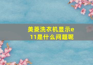 美菱洗衣机显示e11是什么问题呢