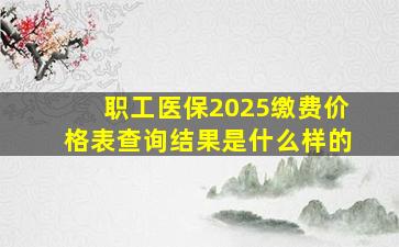 职工医保2025缴费价格表查询结果是什么样的