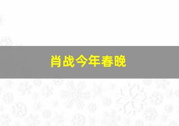 肖战今年春晚