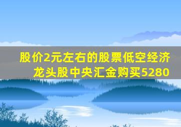 股价2元左右的股票低空经济龙头股中央汇金购买5280