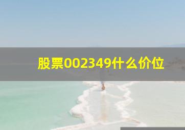 股票002349什么价位