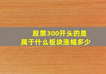 股票300开头的是属于什么板块涨幅多少