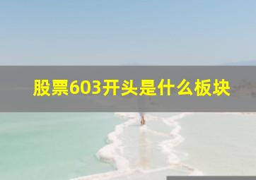 股票603开头是什么板块