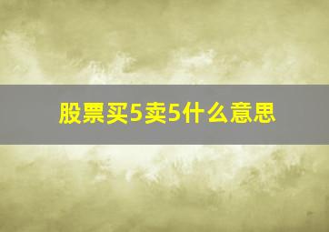 股票买5卖5什么意思