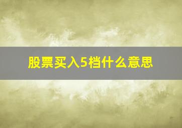 股票买入5档什么意思