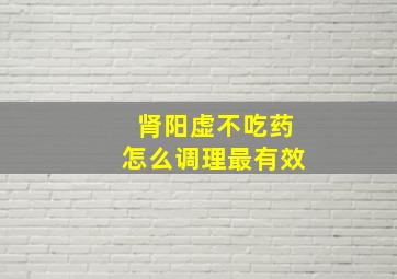 肾阳虚不吃药怎么调理最有效