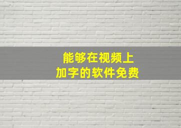 能够在视频上加字的软件免费