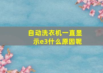 自动洗衣机一直显示e3什么原因呢