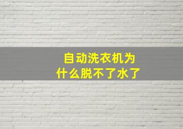 自动洗衣机为什么脱不了水了