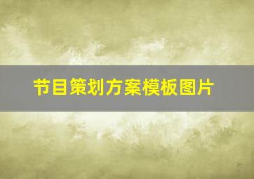 节目策划方案模板图片