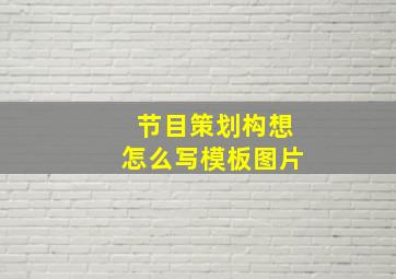 节目策划构想怎么写模板图片