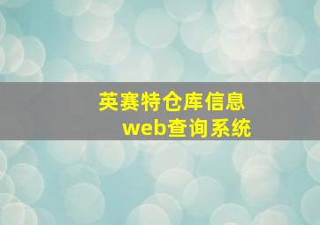 英赛特仓库信息web查询系统