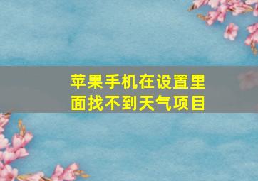 苹果手机在设置里面找不到天气项目