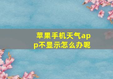 苹果手机天气app不显示怎么办呢