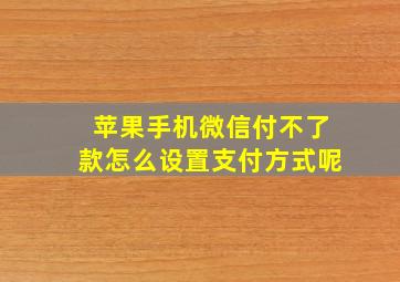 苹果手机微信付不了款怎么设置支付方式呢