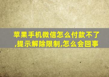 苹果手机微信怎么付款不了,提示解除限制,怎么会回事