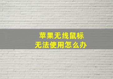 苹果无线鼠标无法使用怎么办