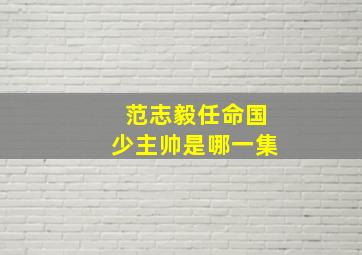 范志毅任命国少主帅是哪一集