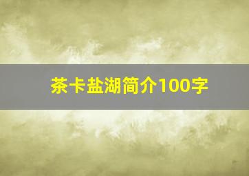 茶卡盐湖简介100字