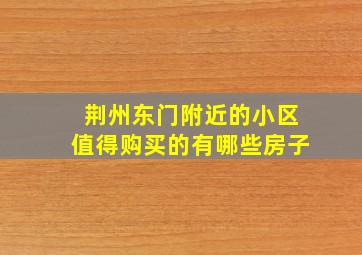 荆州东门附近的小区值得购买的有哪些房子