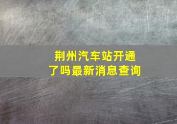 荆州汽车站开通了吗最新消息查询