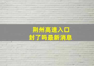 荆州高速入口封了吗最新消息