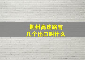 荆州高速路有几个出口叫什么