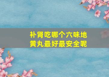 补肾吃哪个六味地黄丸最好最安全呢