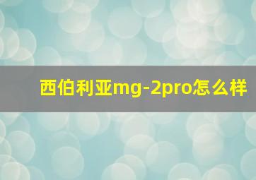 西伯利亚mg-2pro怎么样