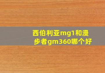 西伯利亚mg1和漫步者gm360哪个好